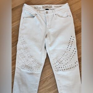 Rewash eyelet white denim jeans